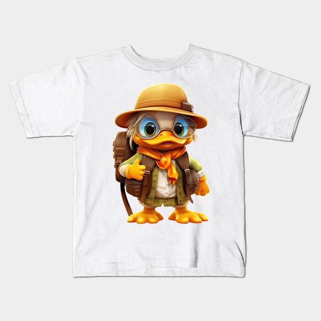 Back To School Duck Kids T-Shirt by Chromatic Fusion Studio